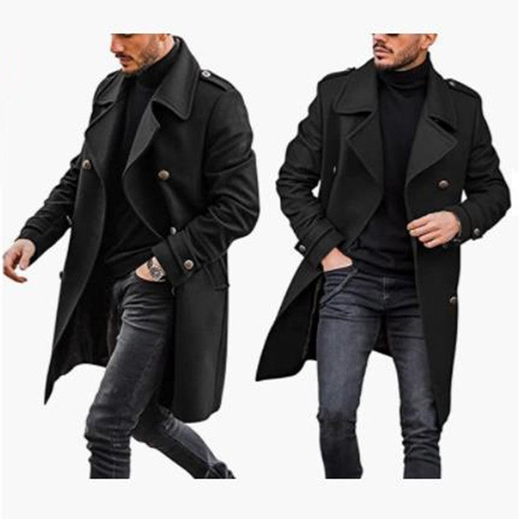 Fashion wool coat for men with casual collar and double buttons Lune London