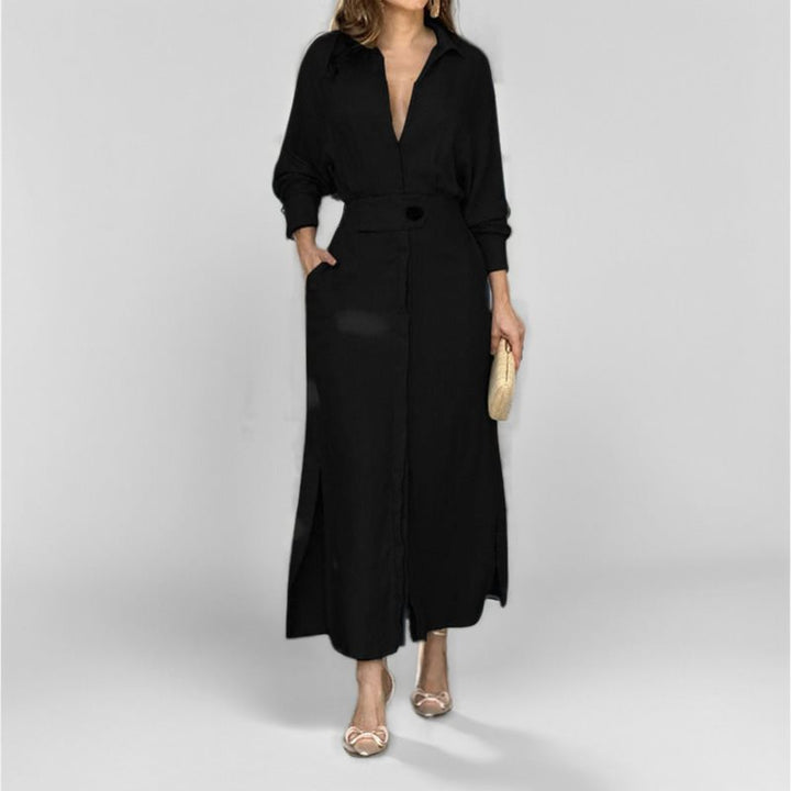 Shirt dress for women with a belt at the waist and side slits Lune London