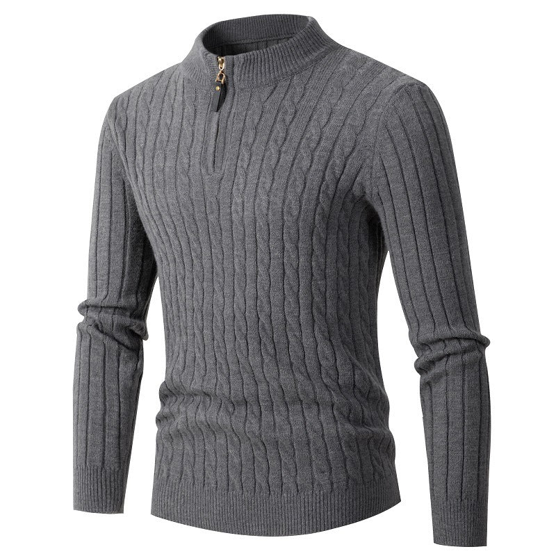 Men's knitted sweater with modern zipper and cable knit pattern Lune London