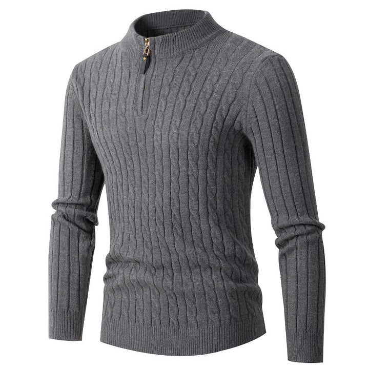 Men's knitted sweater with modern zipper and cable knit pattern Lune London