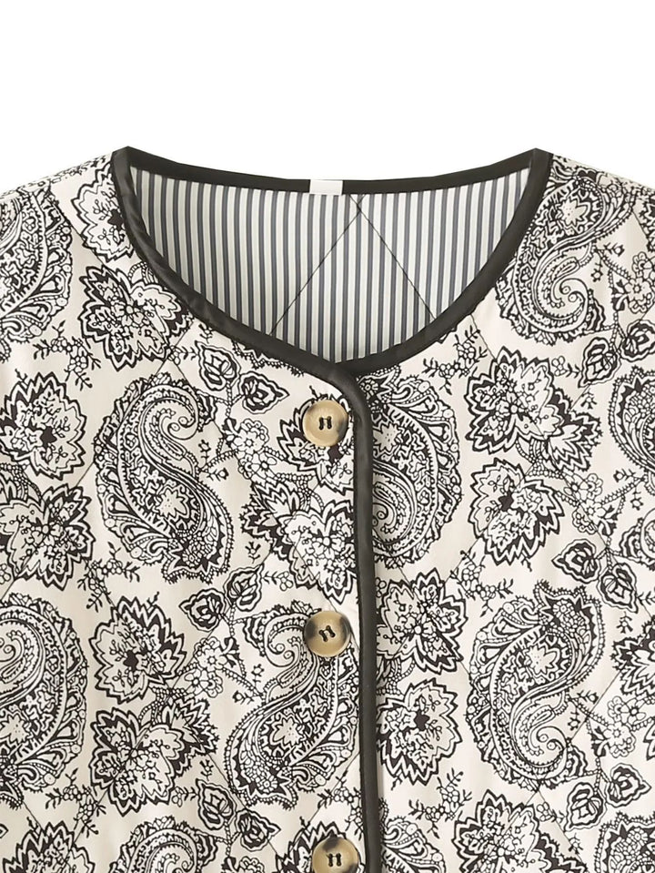 Quilted jacket with unique paisley patterns for women Lune London
