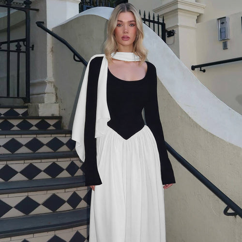 Women Elegant Long Sleeve Top with Asymmetric Design Amarae