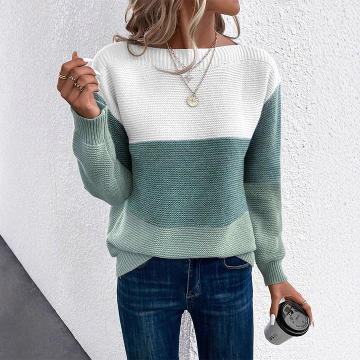 Pull en tricot pour femmes avec un design moderne en blocs de couleur Lune London