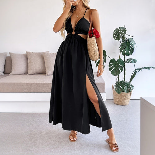 Robe maxi femme avec bretelles amovibles et détails découpés Chic & Stil