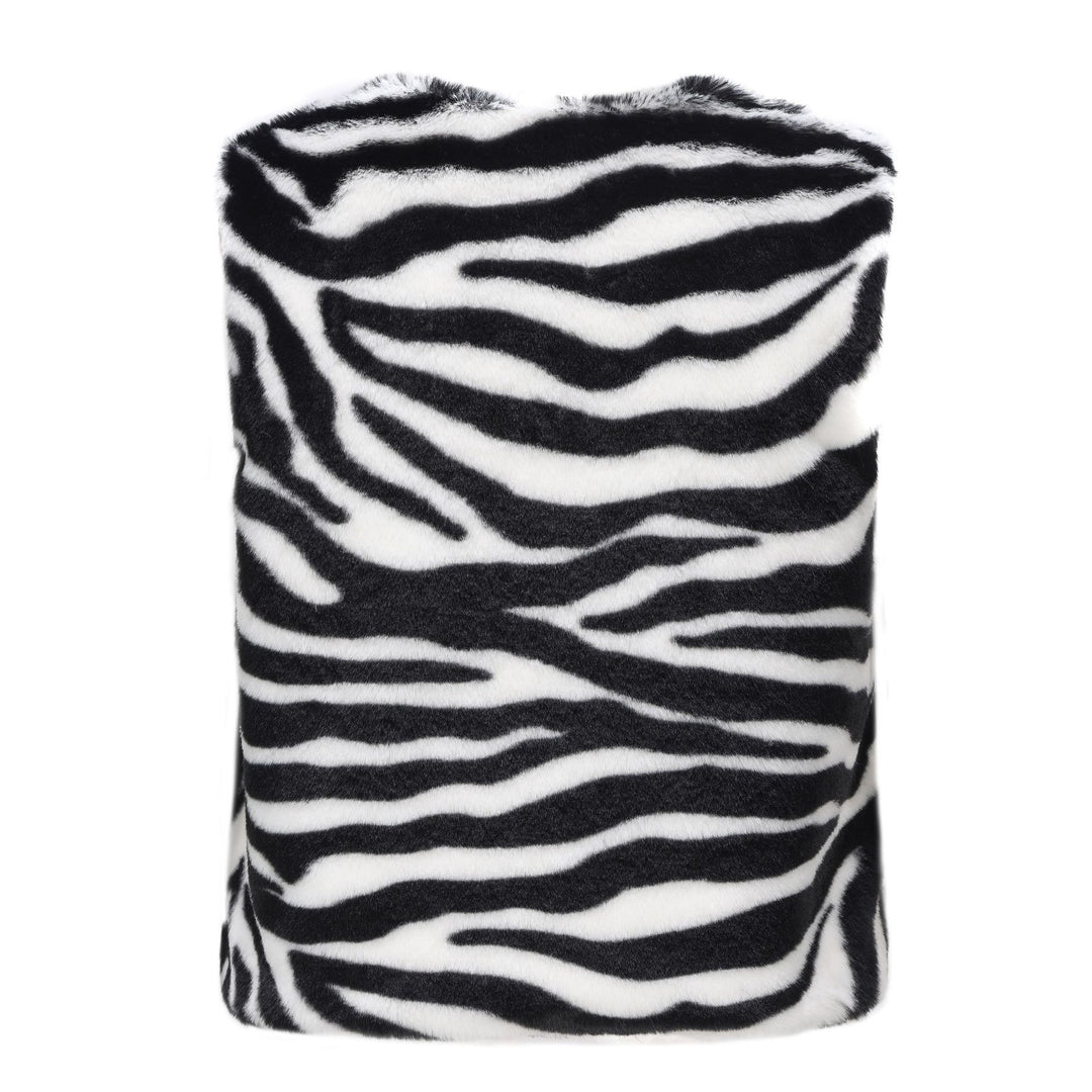 Ladies Elegant Faux Fur Jacket with Modern Zebra Stripes Lune London