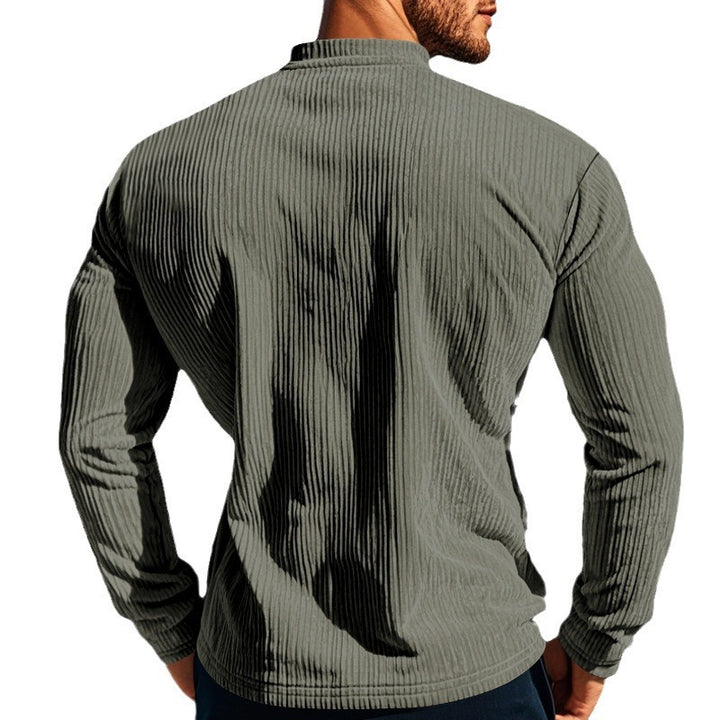 Men's Long Sleeve Henley Shirt with Textured Design Amarae