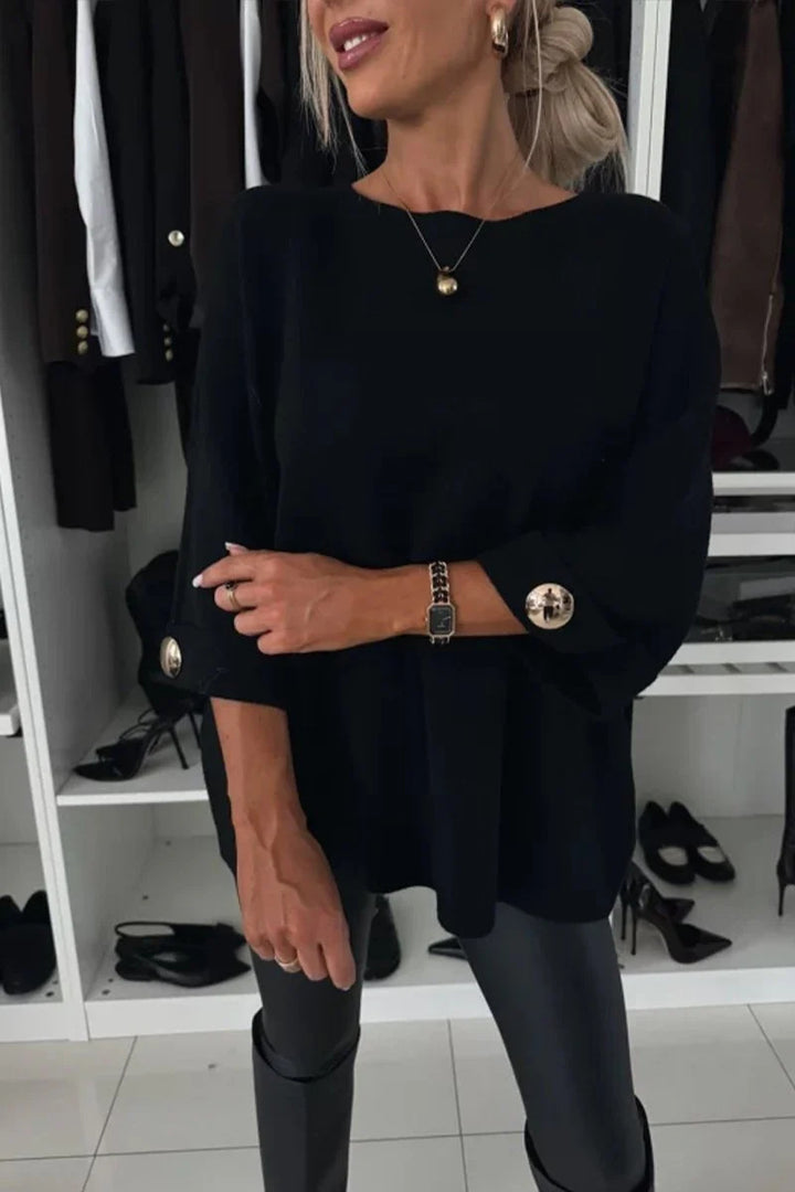 Women Oversized Sweater with decorative button details Lune London