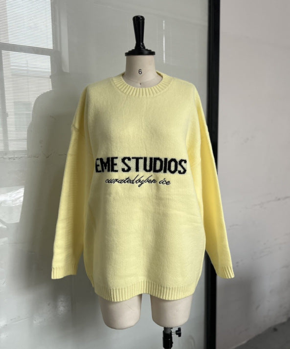 Ladies Oversized Sweater with Creative Inscription Lune London