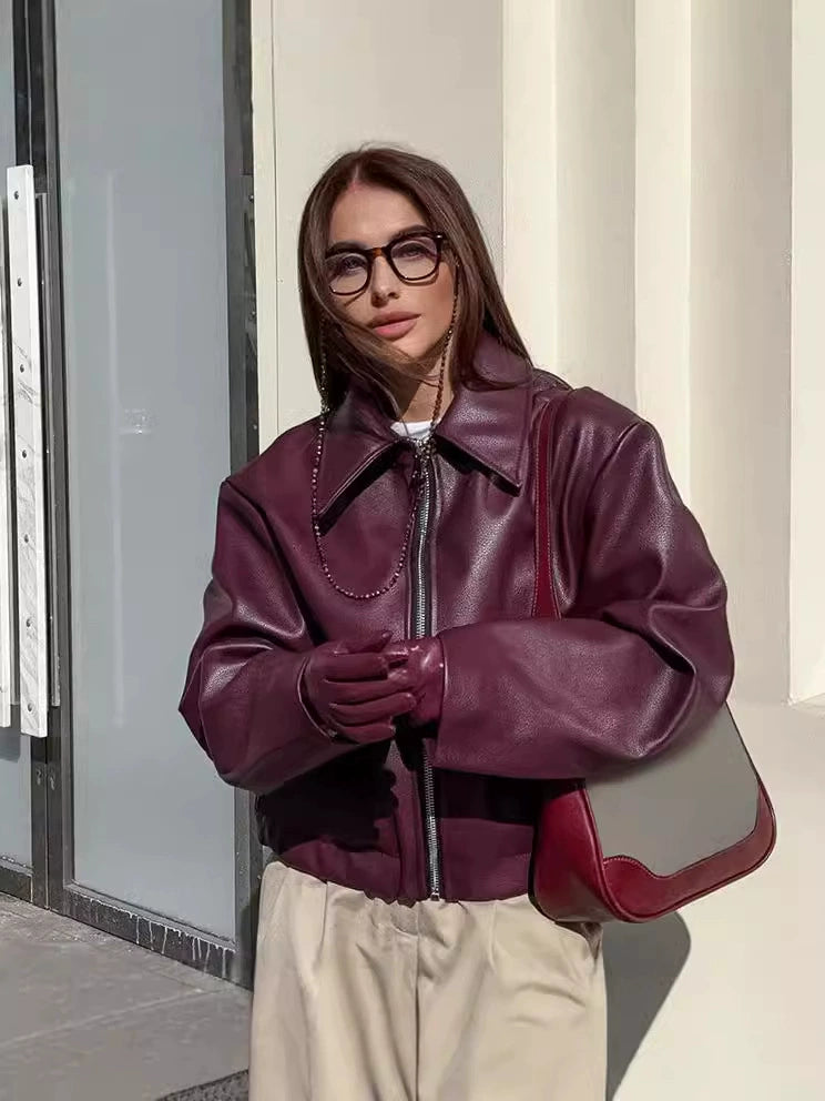 Women's Elegant Faux Leather Jacket Amarae