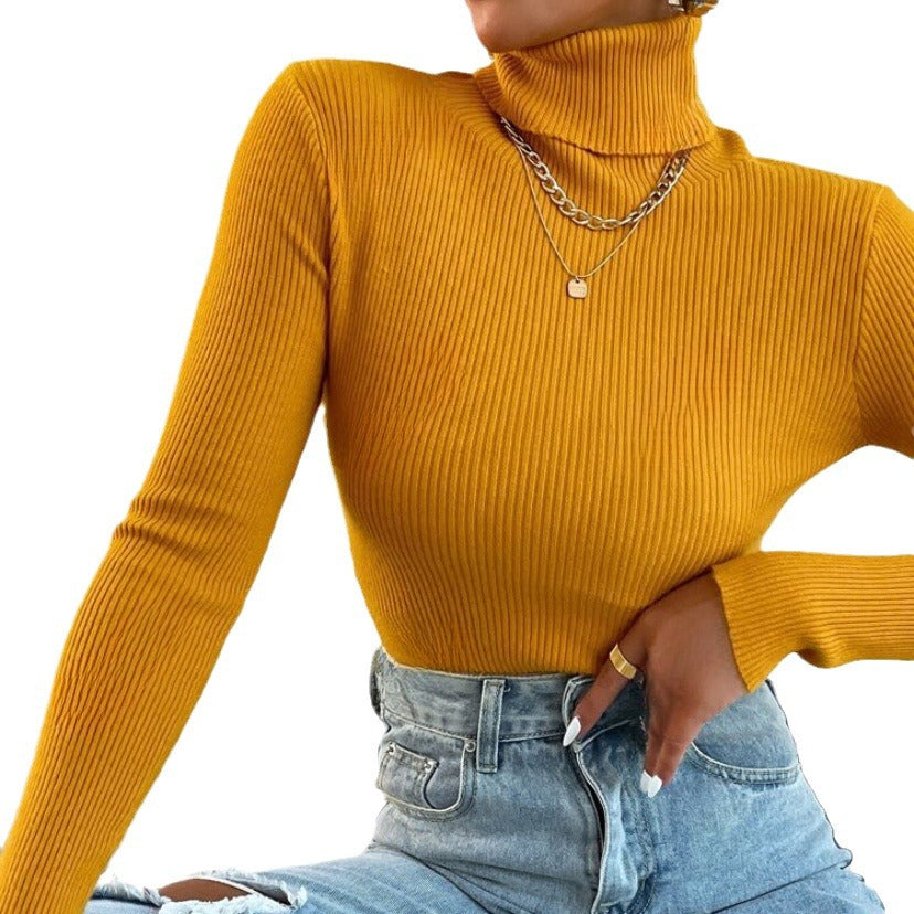 Women's Elegant Turtleneck Sweater with Fine Ribbed Texture Lune London