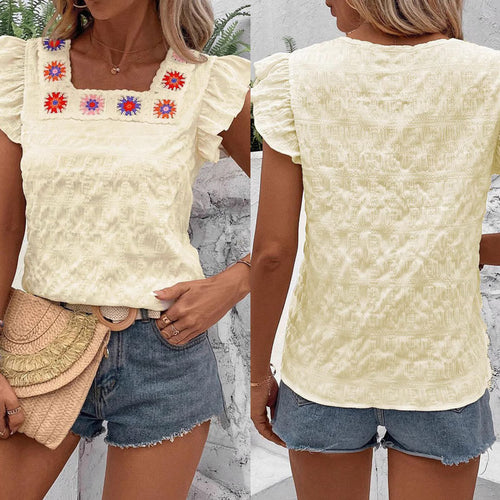 Women Embroidered Ruffle Blouse Amarae