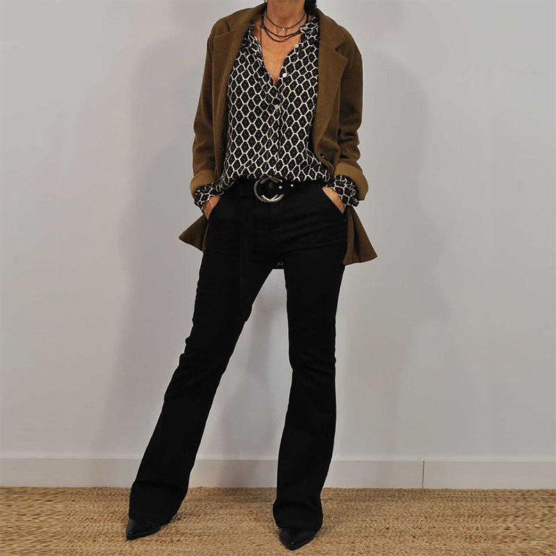 Ladies Blouse with Unusual Print and Comfortable Long Sleeves Lune London