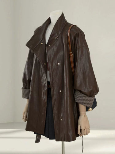 Women's Leather Trench Short