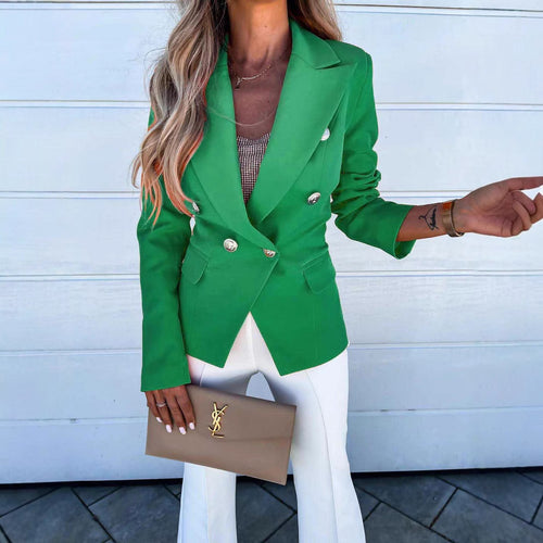 Veste blazer femme mode avec fermeture à double boutonnage et accents élégants Chic & Stil