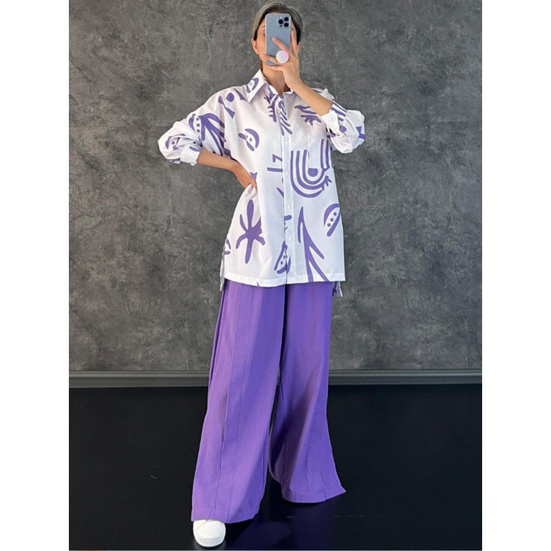 Women Oversized Casual Shirt with Graphic Print and Wide Cut Lune London