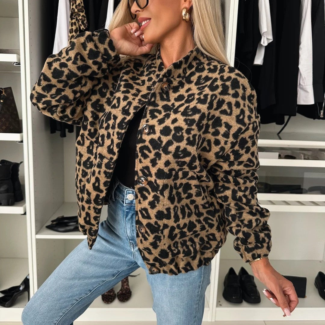 Ladies leopard print faux fur jacket Amarae