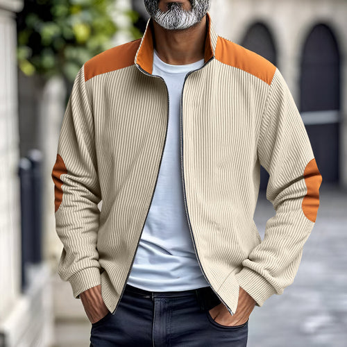 Sporty zip-up jacket for men with ribbed structure and contrasting sleeves Amarae
