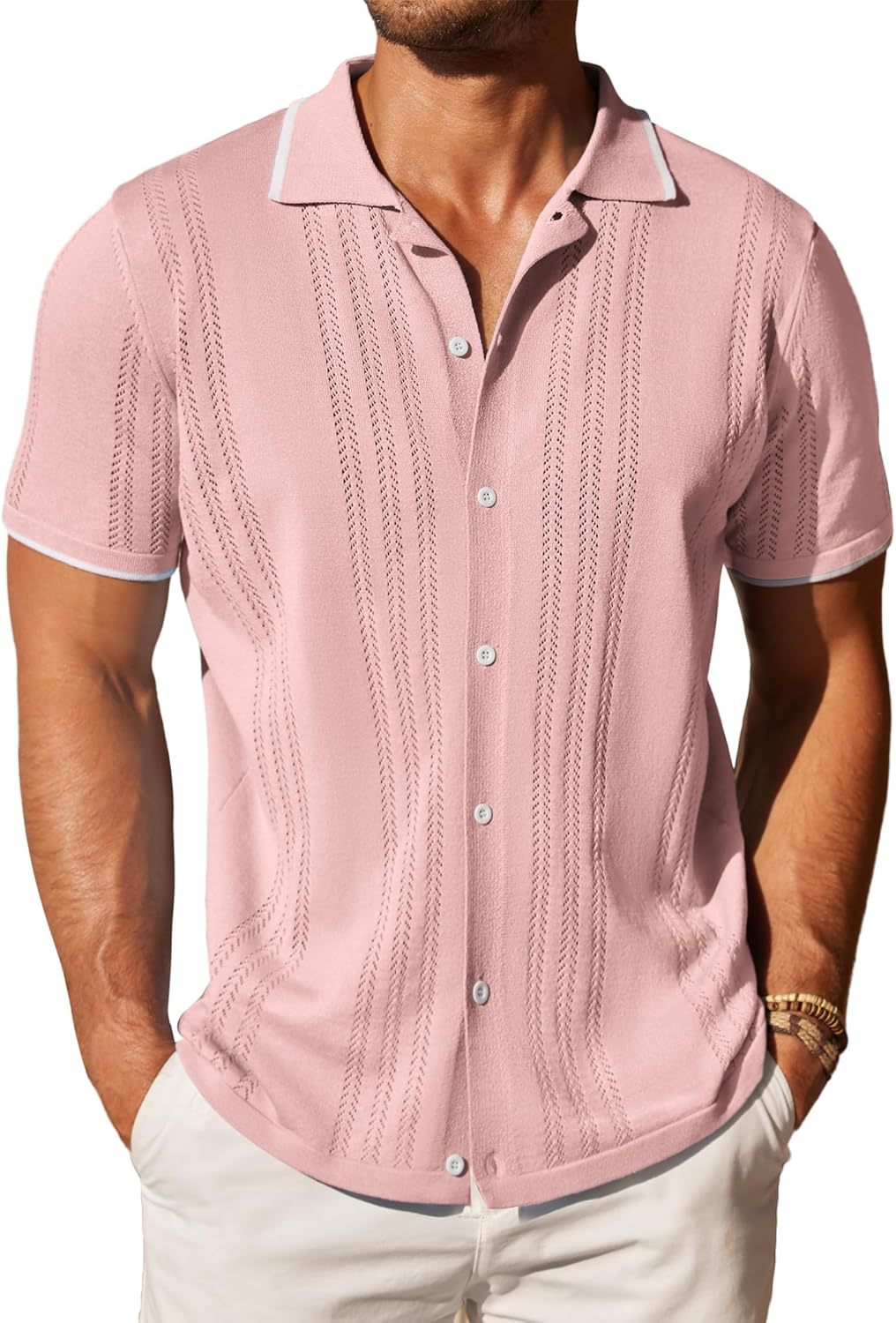 Short sleeve shirt for men with textured pattern Lune London