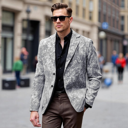 Chic and stylish blazer jacket with modern artistic pattern for men