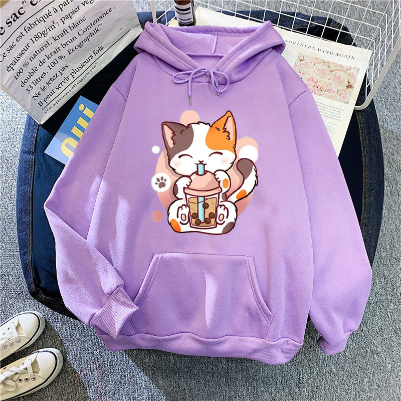 Women's hoodie with playful cat motifs Chic & Stil