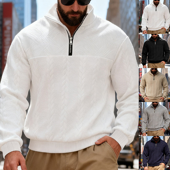 Fleece sweater for men with high collar and zipper Lune London