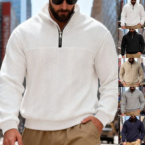 Fleece sweater for men with high collar and zipper Amarae