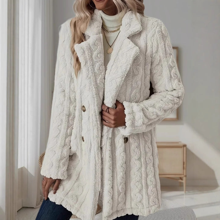 Hooded coat for women with structured design and large buttons Lune London