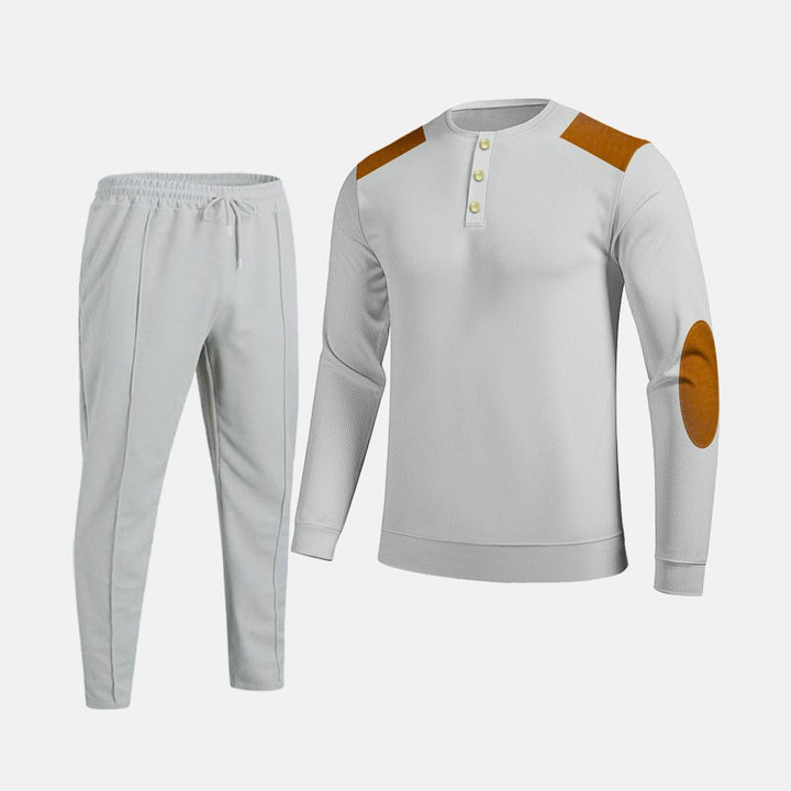 Men's leisure set with practical buttons and leather applications Lune London