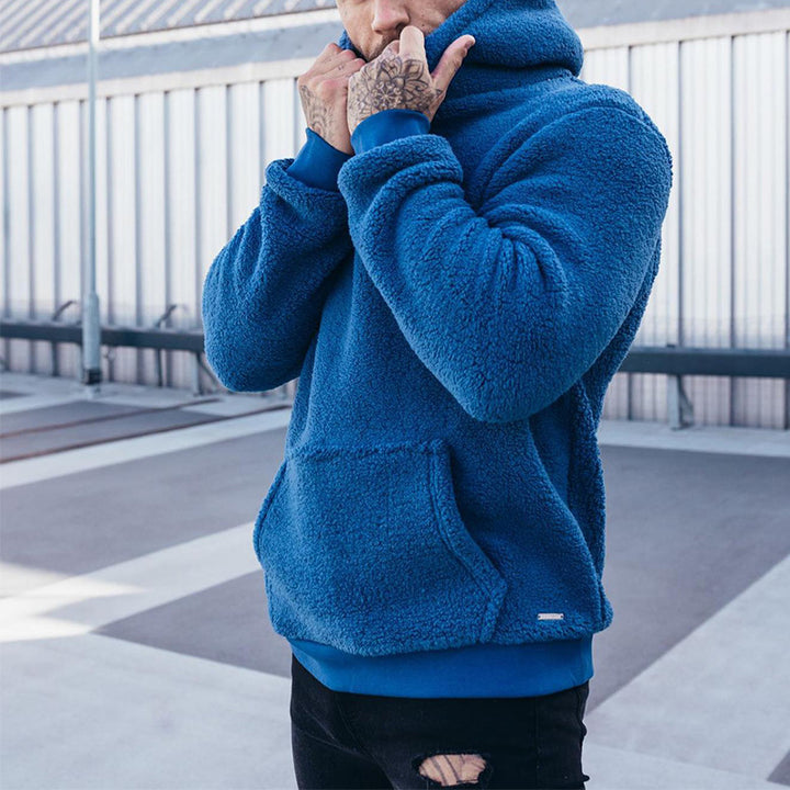 Men's Fleece Hoodie with High Collar Lune London