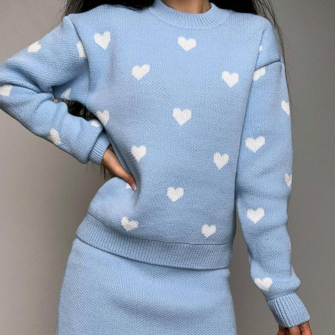 Casual knitted sweater for women with heart pattern Lune London