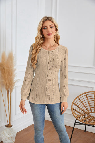 Women's blouse with airy diamond patterns and elegant puff sleeves Amarae