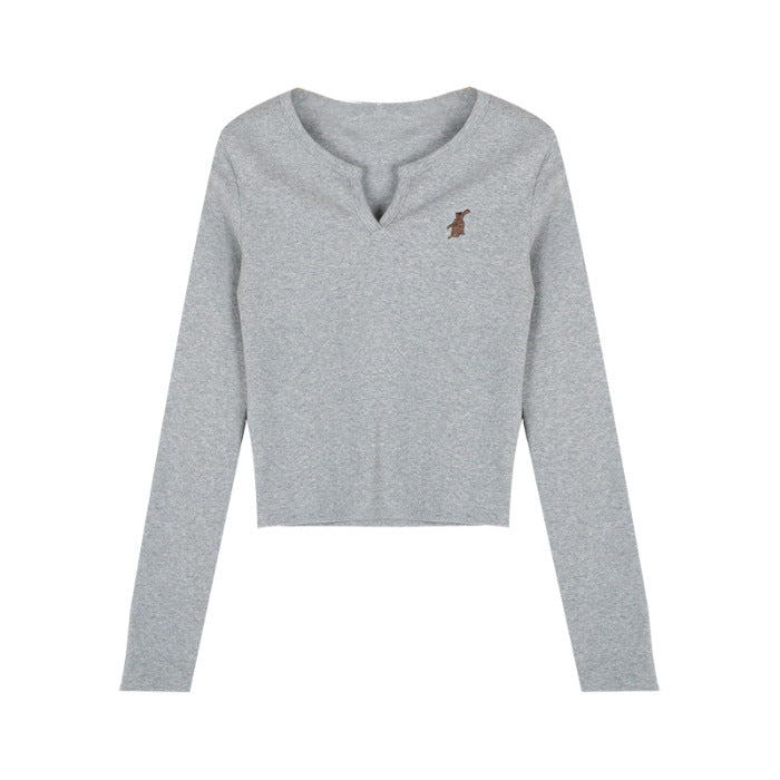 Women's casual cropped long sleeve shirt Chic & Stil