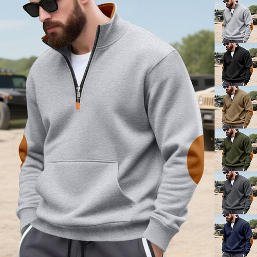 Elegant men's fleece sweater with high collar and functional zipper Amarae