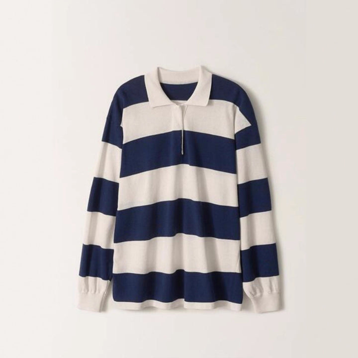 Polo décontracté pour femmes avec design rayé et manches longues Chic & Stil
