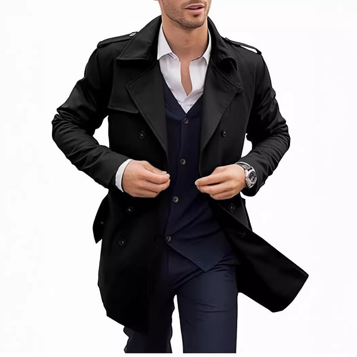 Elegant trench coat for men with textured design and double row of buttons Amarae