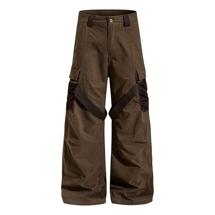 Women's Wide Cargo Palazzo Pants with Utility Pockets and Mesh Insets Amarae