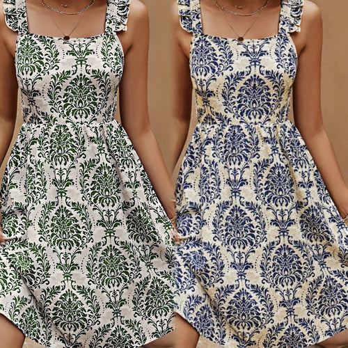 Robe d'été féminine en A avec bretelles réglables et motif floral Chic & Stil