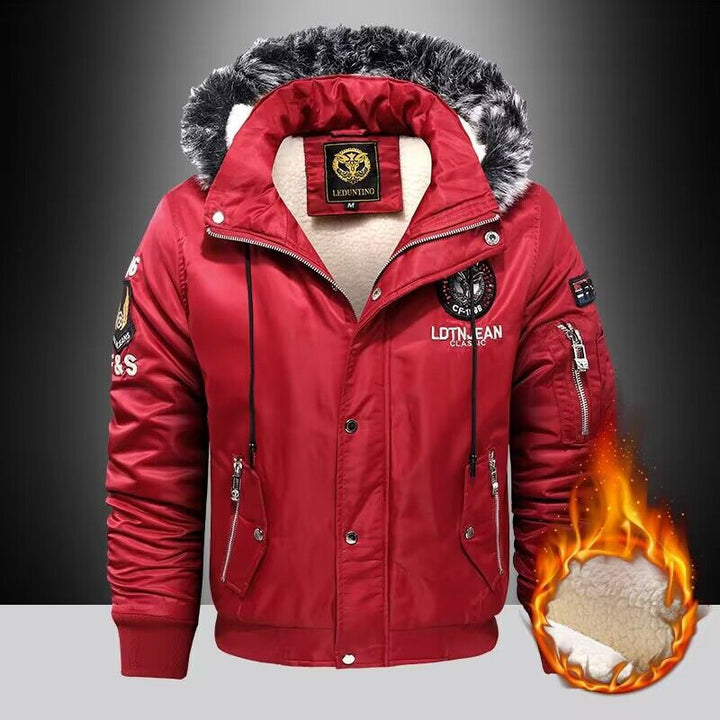 Men's winter padded jacket with removable hood and faux fur collar Lune London