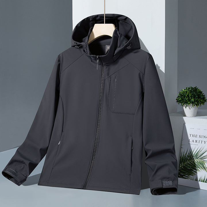Women Light Softshell Hoodie Jacket with wind and water repellent membrane and chest zip pocket Amarae