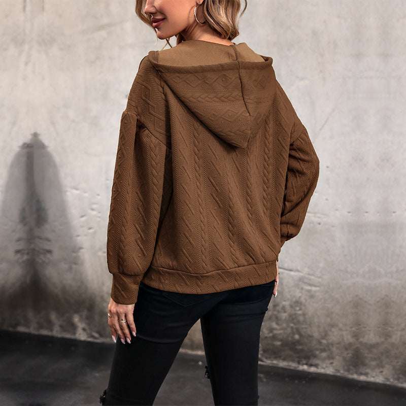 Women's sweater with hood and textured design Amarae