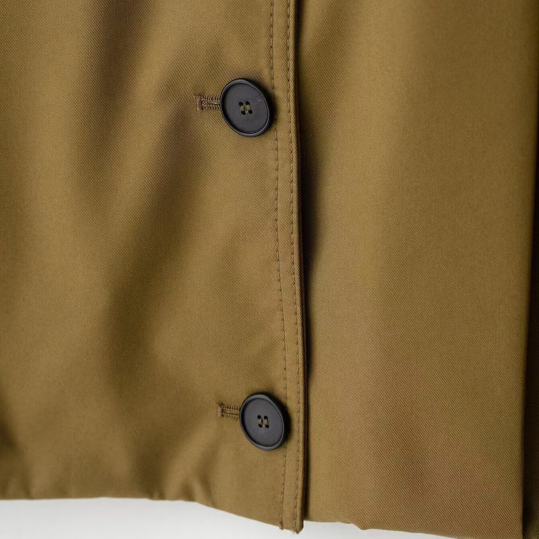 Women Cropped Blouse Jacket with Shirt Collar and Shoulder Straps Amarae