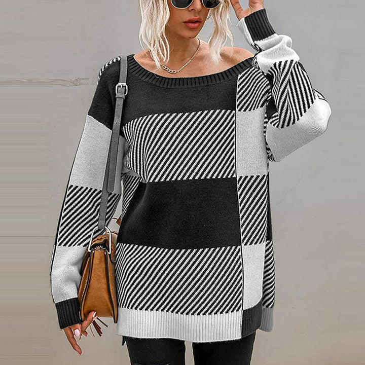 Oversized knitted sweater for women with geometric pattern and relaxed fit Lune London