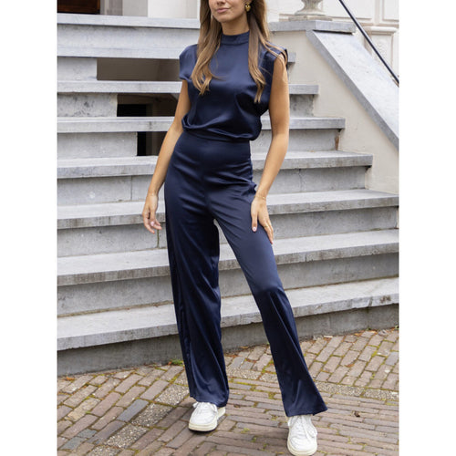 Ladies elegant jumpsuit with straight legs and high collar Amarae