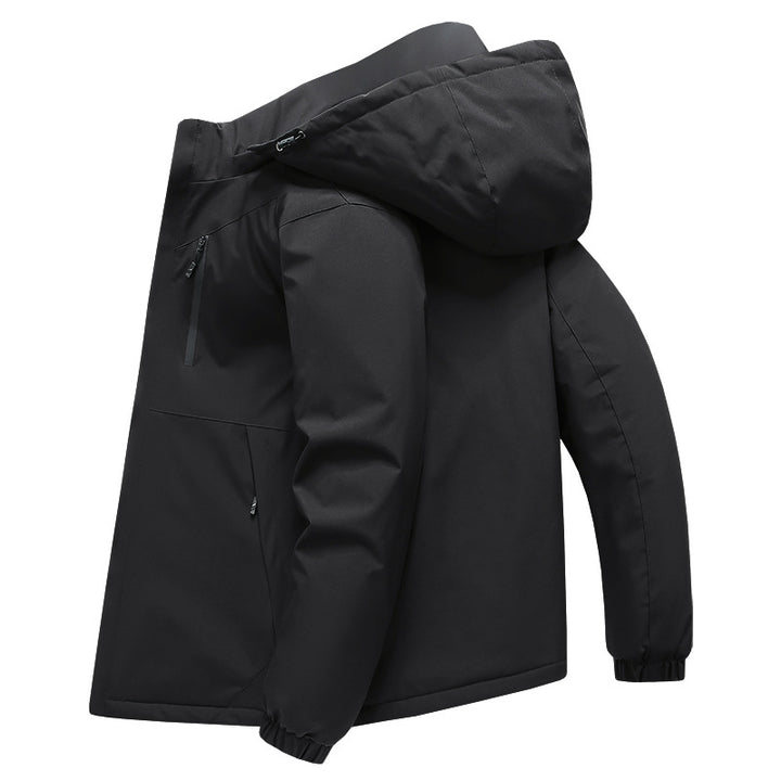 Men's softshell all-weather jacket with waterproof membrane, adjustable hood, and concealed zippers Amarae