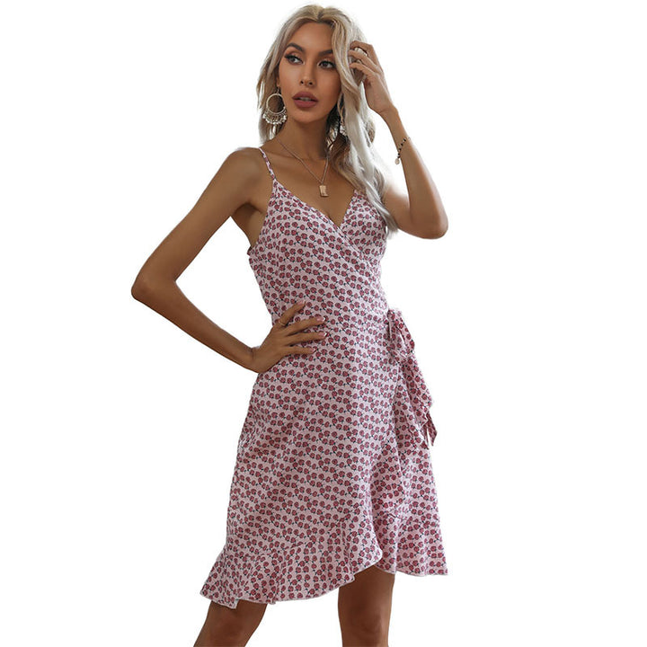 Wrap dress for women with frill trim and adjustable tie Lune London