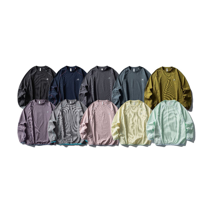 Unisex Technical Oversized Crew Neck Sweater with Flatlock Seams and Side Zipper Pocket Amarae