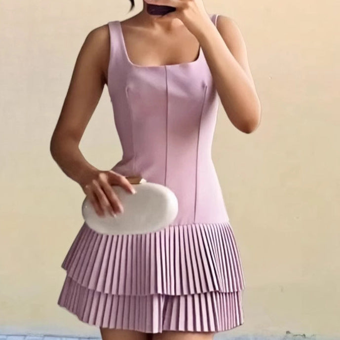 Robe courte fluide pour femme avec détails en volants Chic & Stil