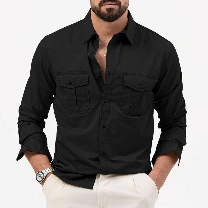 Men's long sleeve shirt with chest pockets and modern fit Amarae