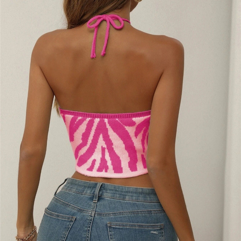 Ladies Crop top with refined tie design and trendy striped pattern Lune London