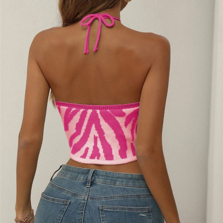 Ladies Crop top with refined tie design and trendy striped pattern Lune London